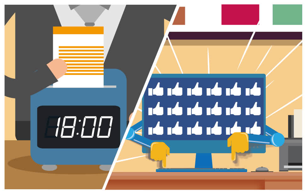 晚上，你下Class了，Your office computer keeps working and likes automatically for you.